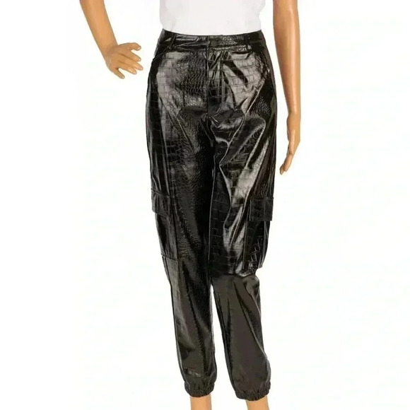 Jennifer Le Black Faux Leather Joggers S - Picture 1 of 11